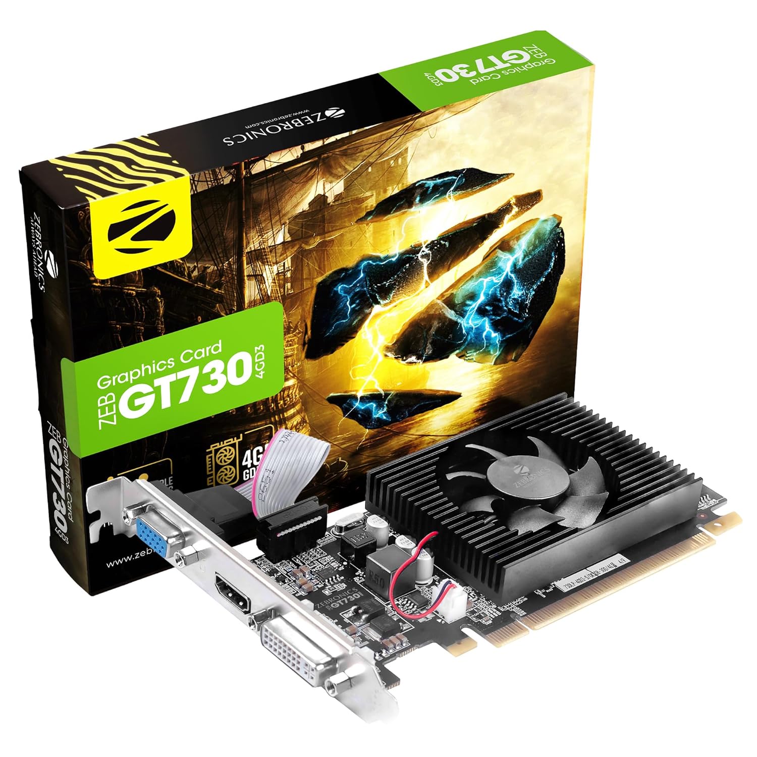 Zebronics ZEB-GT730-4GD3 GeForce GT 730 4GB DDR3 Graphic Card, ZEB-GT730-4GD3