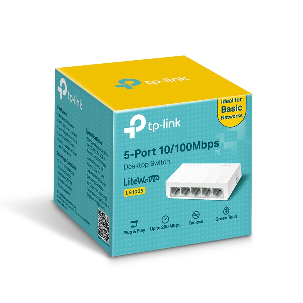 TP-Link LS1005 LiteWave 5-Port Fast Ethernet Desktop Switch, LS1005