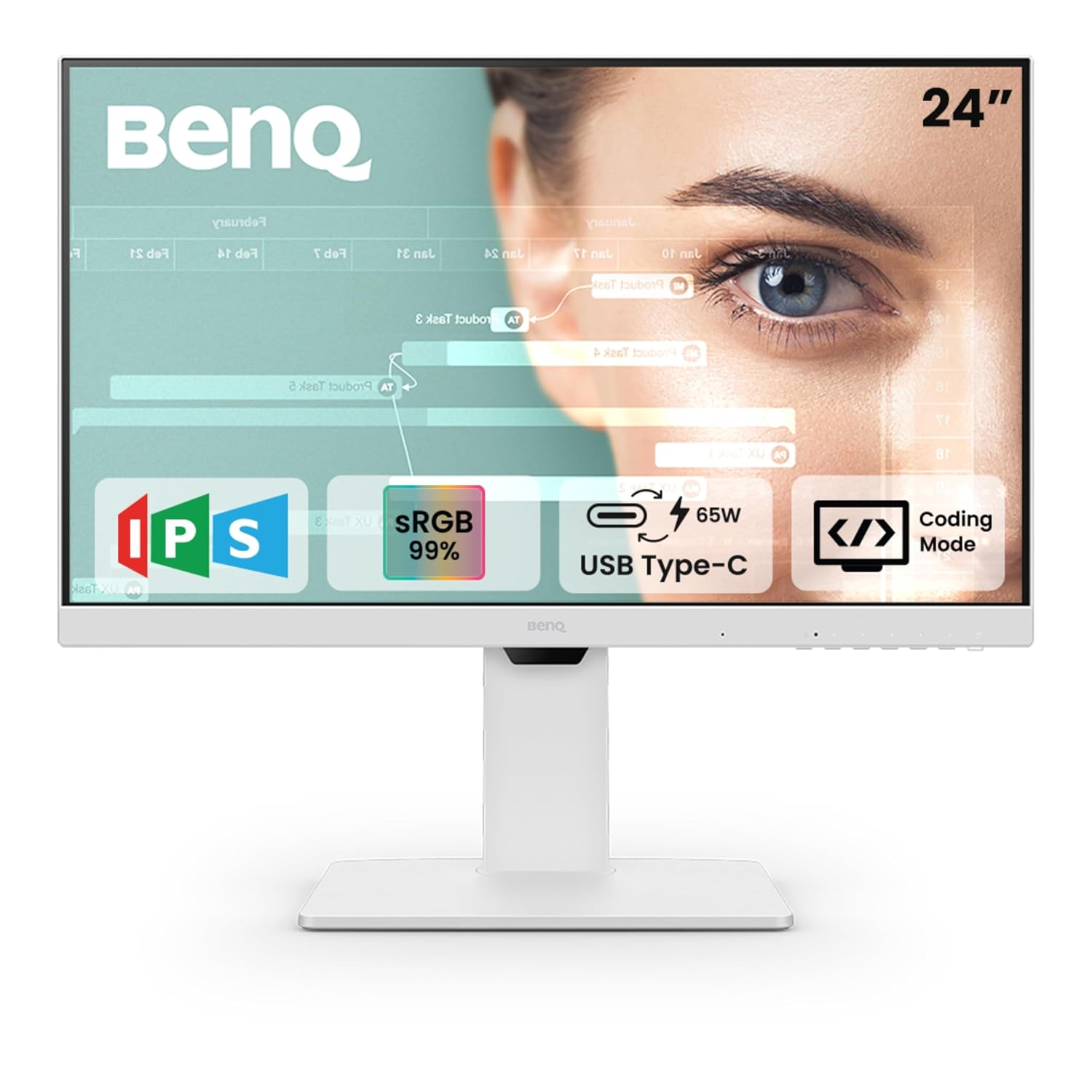 BenQ GW2486TC 23.8-inch Ergonomic IPS Monitor with Daisy Chain & 65W USB-C, GW2486TC